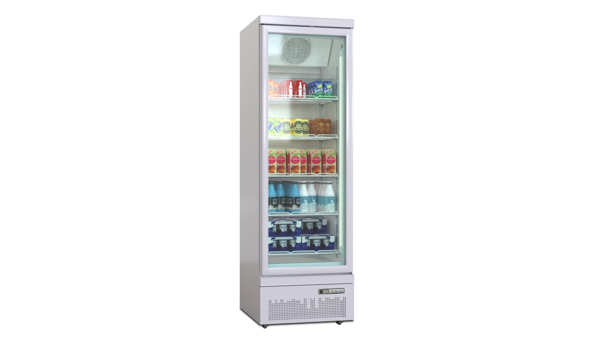 Deluxe Top/Bottom Mount Refrigerated Display Case – Black/White – Single Door 