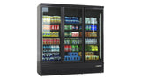 Deluxe Top/Bottom Mount Refrigerated Display Case – Black/White – Triple Door 