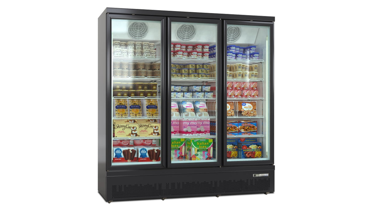 Deluxe Top/Bottom Mount Freezer Display Cabinet – Black/White – Triple Door 