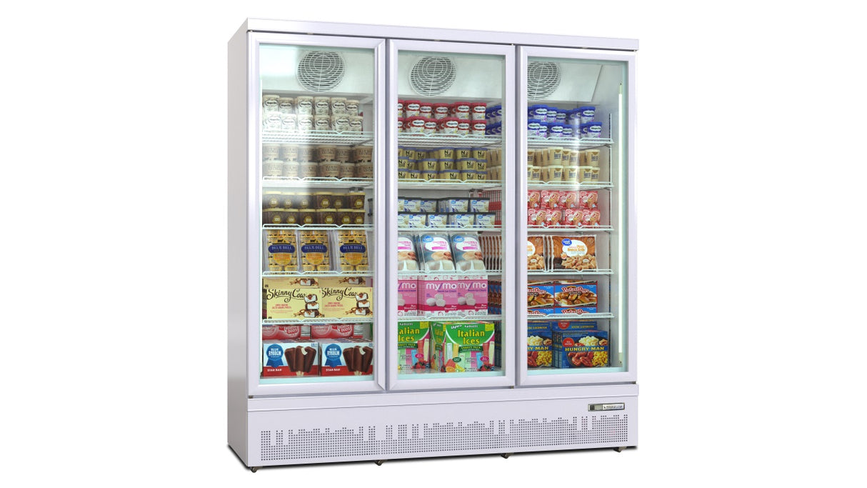 Deluxe Top/Bottom Mount Freezer Display Cabinet – Black/White – Triple Door 