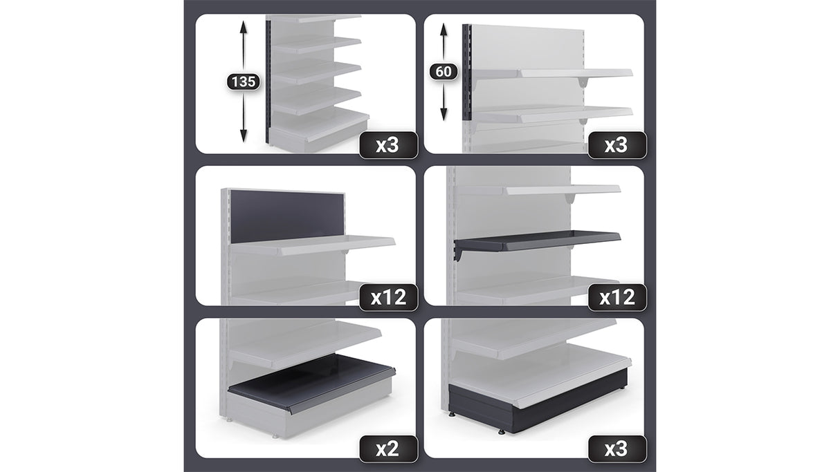 Heavy Duty Gondola Shelving - Adjustable Metal Shelving for Retail