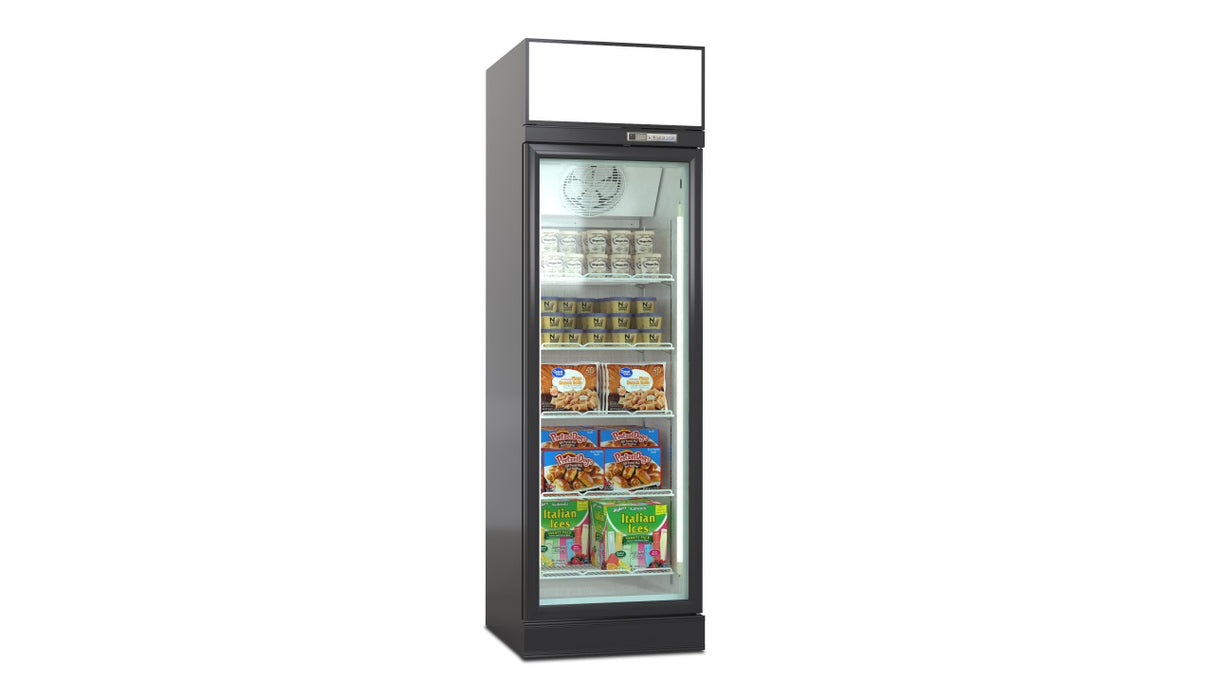 Deluxe Top/Bottom Mount Freezer Display Cabinet – Black/White – Single Door 