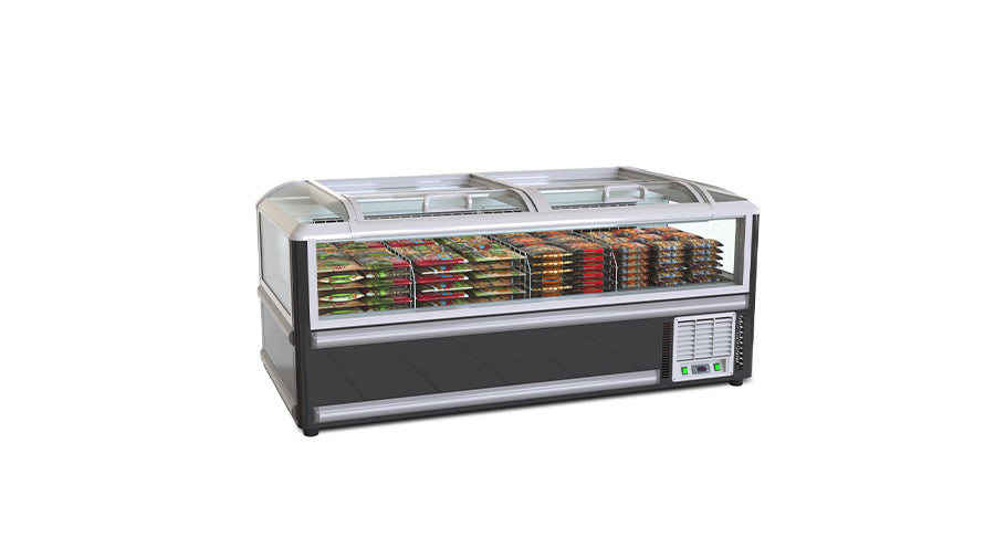 Combined glass island freezer display case - Black - AIF-210S-B 