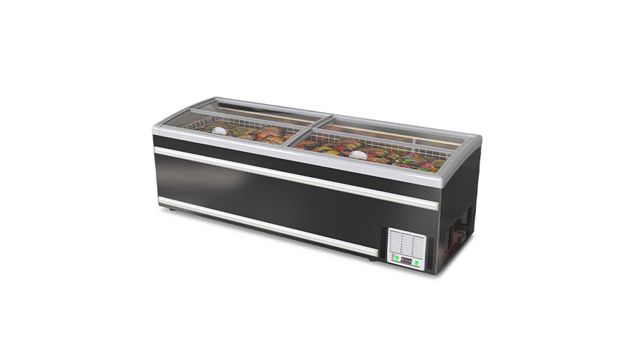 Glass-fronted combined freezer with island - Black - AIF-210S-A 