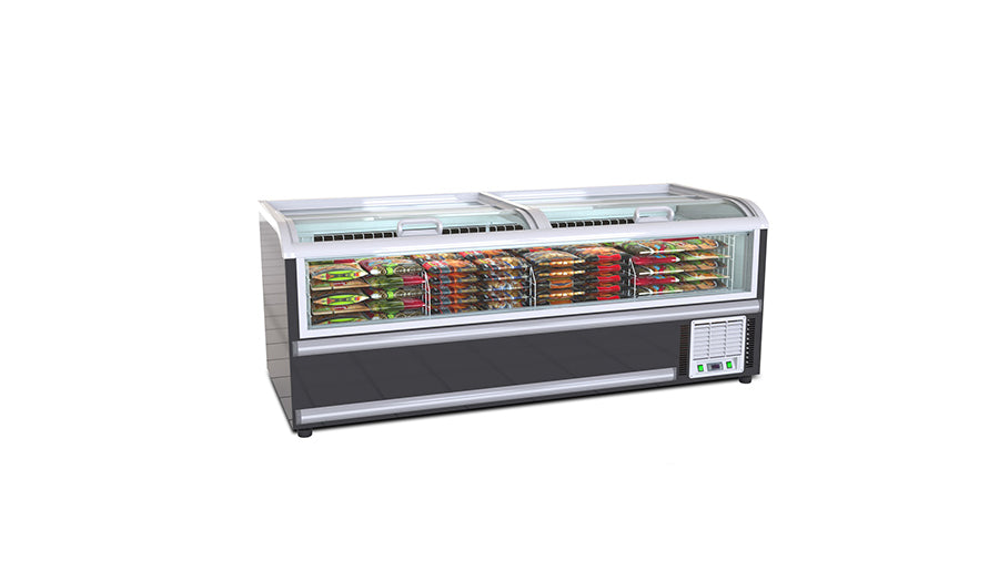 Combined island freezer with glass display case - Black - AIF-250S-B 